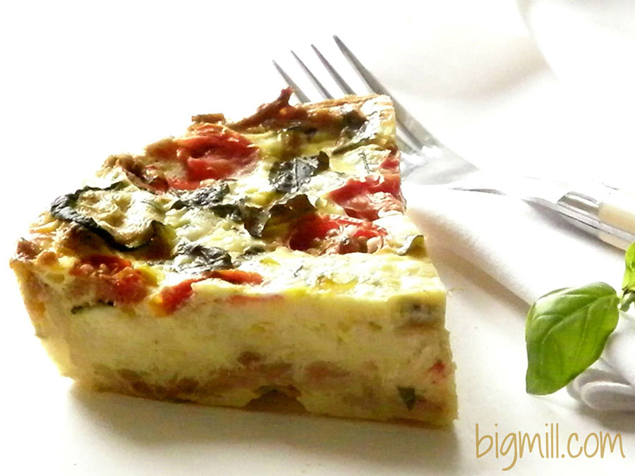 Easy Zucchini and Tomato Quiche recipe is great for breakfast or brunch | bigmill.com